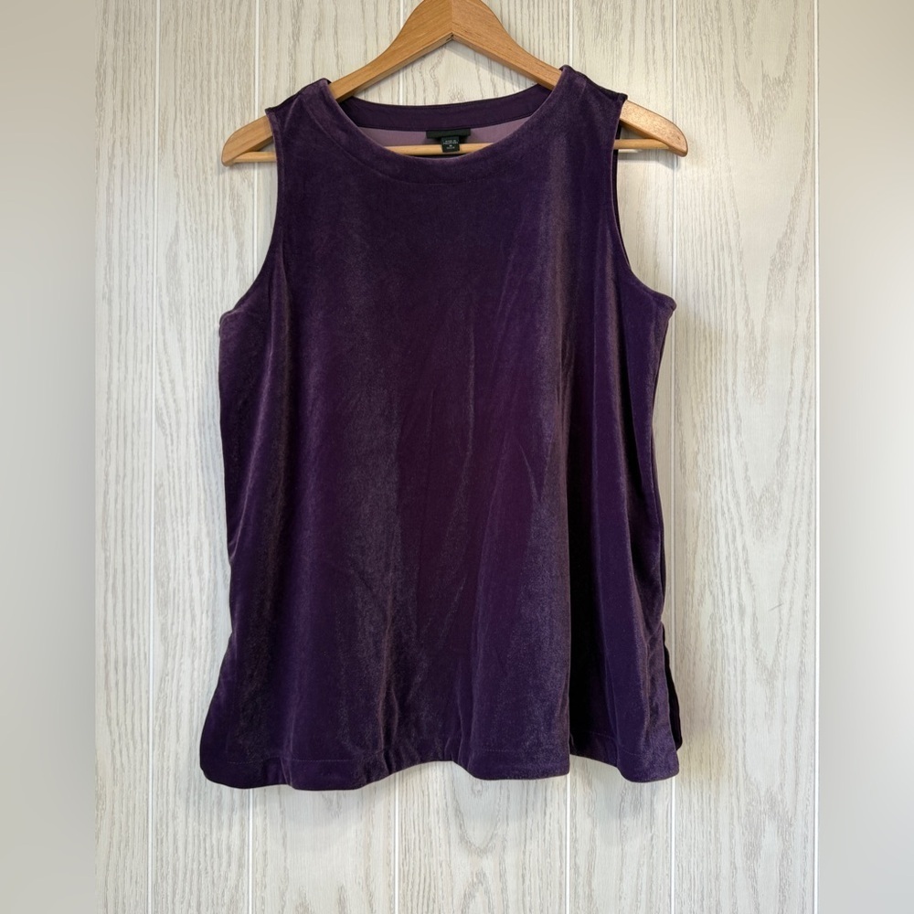 J. Jill Wearever Velvet Layering Tank Top Concord Grape Purple Stretch Size MP